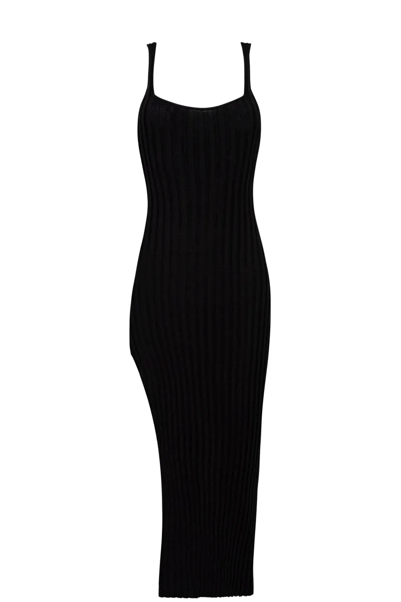 black_piper_slit_dress_1.webp PQ Swim Piper Slit Dress* Dresses | Cover-Ups