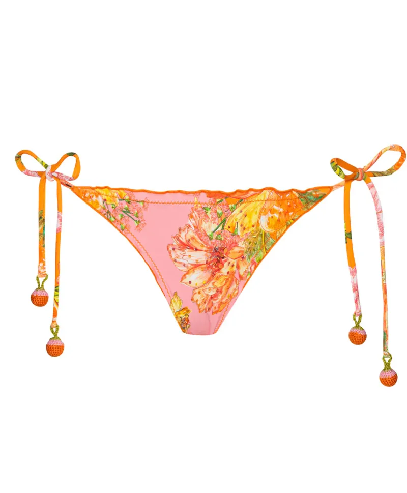 clementine_embroidered_le_1.webp PQ Swim Clementine Embroidered Lettuce Edge Tie Side Bottom* Tie-Side | Bottoms