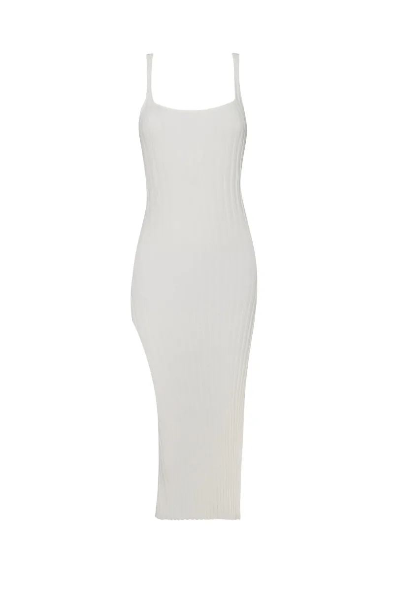 cream_piper_slit_dress_2.webp PQ Swim Piper Slit Dress* Dresses | Cover-Ups