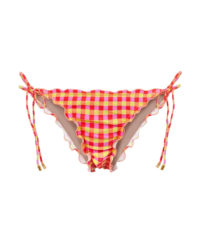 gingham_lettuce_edge_tie__4.webp PQ Swim Lettuce Edge Tie Bottoms (FINAL SALE)* Tie-Side | Bottoms