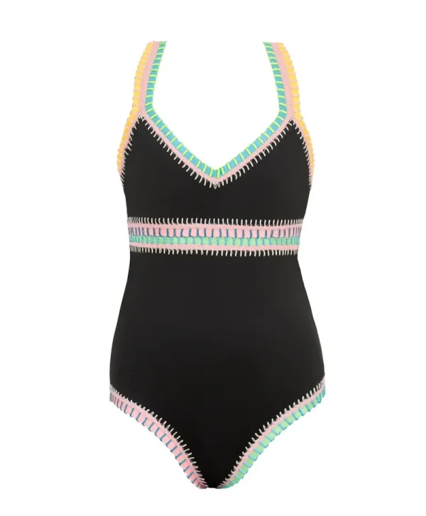 PQ Swim Kids Black Pier Rainbow Embroidered One Piece*Kids Kids