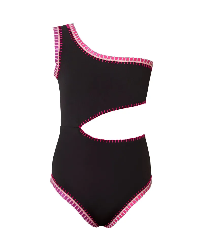 kids_black_pier_rainbow_e_0-2.webp PQ Swim Kids Black Pier Rainbow Embroidered Cut Out One Piece (FINAL SALE)*Kids Kids