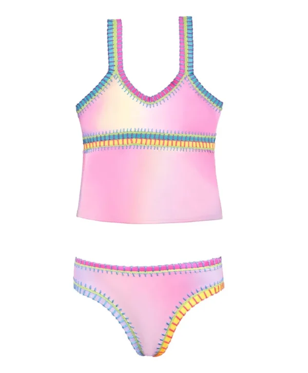 PQ Swim Kids Cotton Candy Rainbow Embroidered Tankini*Kids Kids