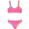PQ Swim Kids Hot Pink Sporty Rainbow Embroidered Bikini*Kids Kids