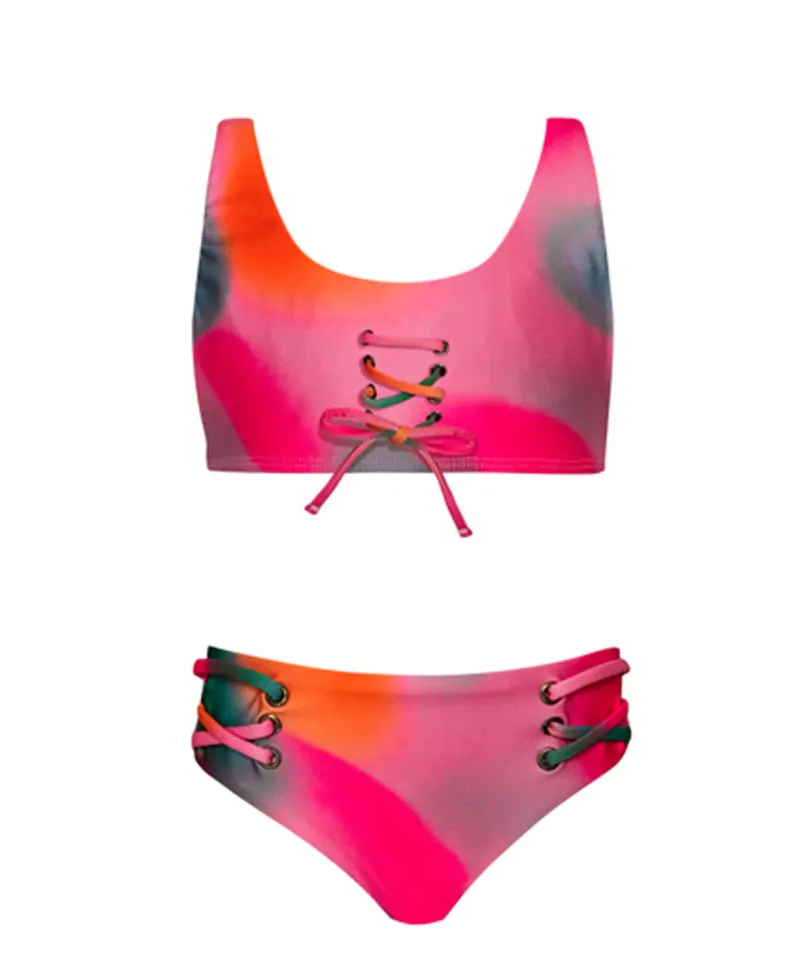 kids_tie_dye_lace_up_biki_1.webp PQ Swim Kids Tie Dye Lace Up Bikini*Kids Kids