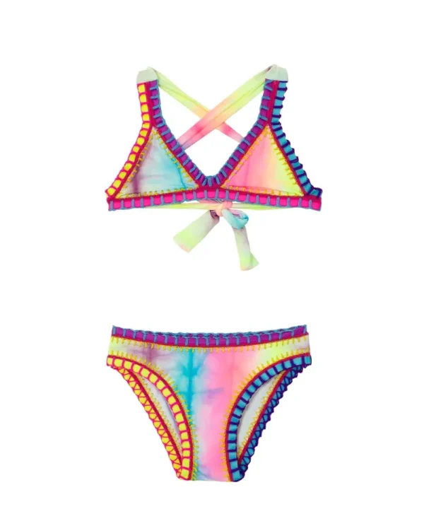 PQ Swim Kids Tie Dye Rainbow Embroidered Bikini (FINAL SALE)*Kids Kids