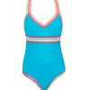 PQ Swim Kids Turquoise Rainbow Embroidered One Piece*Kids Kids