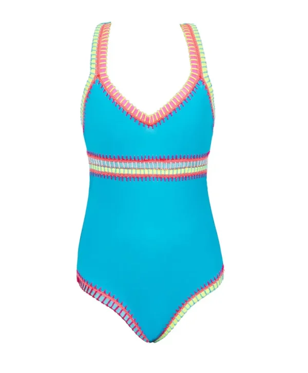 PQ Swim Kids Turquoise Rainbow Embroidered One Piece*Kids Kids