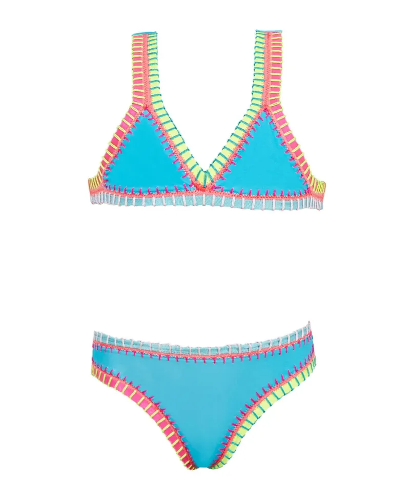kids_turquoise_rainbow_em_1.webp PQ Swim Kids Turquoise Rainbow Embroidered Bikini*Kids Kids
