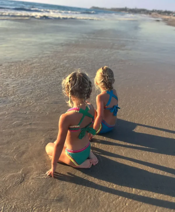 PQ Swim Kids Turquoise Rainbow Embroidered Bikini*Kids Kids
