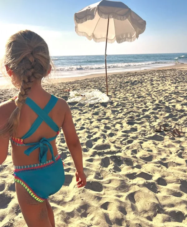 PQ Swim Kids Turquoise Rainbow Embroidered Bikini*Kids Kids