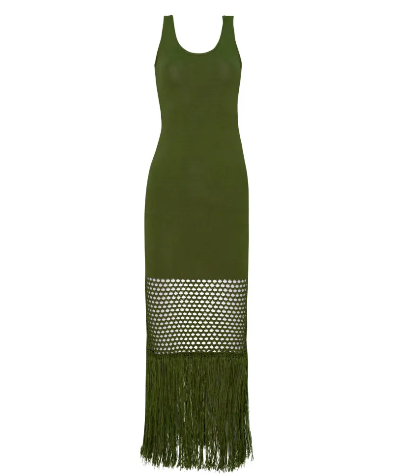 olive_claudia_fringe_dres_1.webp PQ Swim Claudia Fringe Dress* Cover-Ups | Dresses